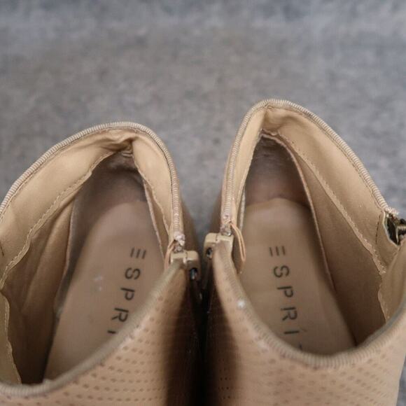 Espirit Shoes Womens 9 Booties Fashion Block Heel Perforated Double Zip Tara Tan - Picture 15 of 15